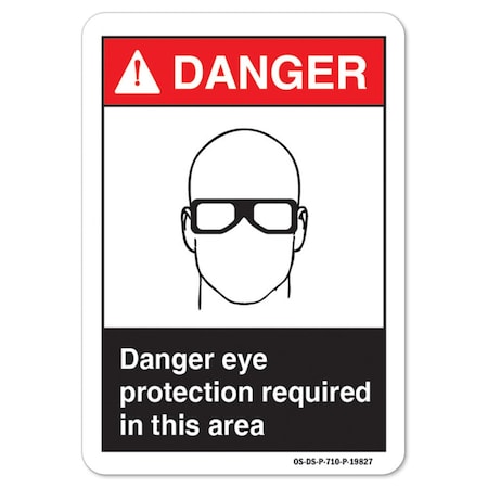 Signmission ANSI Sign, Eye Protection Required In This Area, 7in X 5in Decal, 5" H, 7" W, Landscape OS-DS-D-57-L-19827